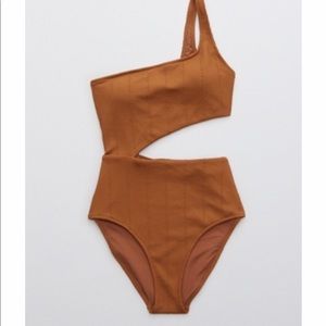 Aerie - Crinkle Asymmetrical Cut-Out One Piece Swimsuit - L